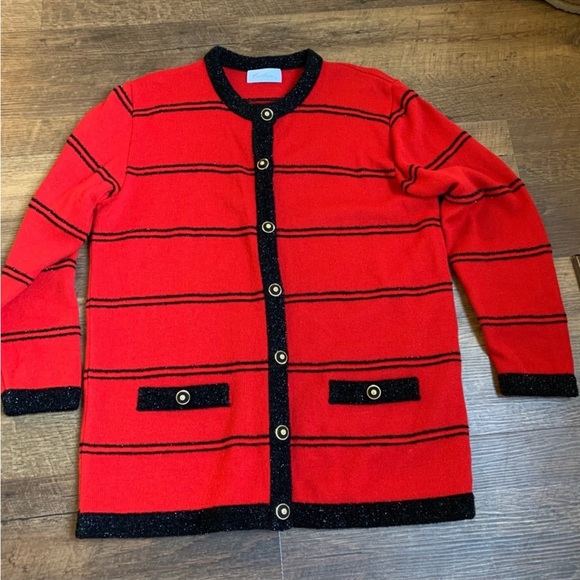 VINTAGE Cellini Holiday Knit Cardigan size 44 M/L - Picture 2 of 6